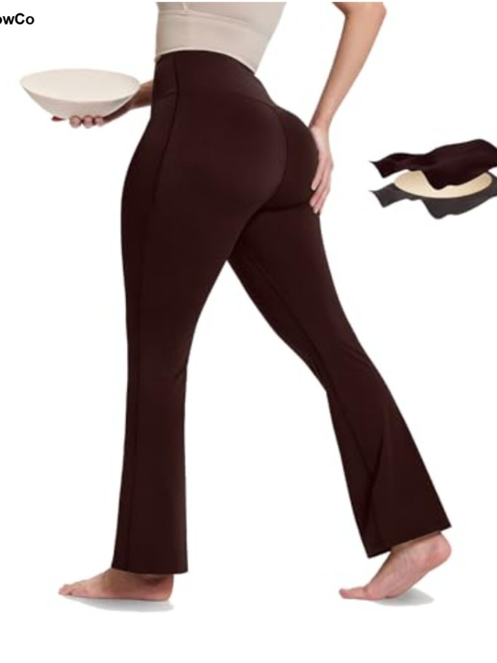 Flare Leggings High Waist Tummy Control Yoga Pants with Removable Pads